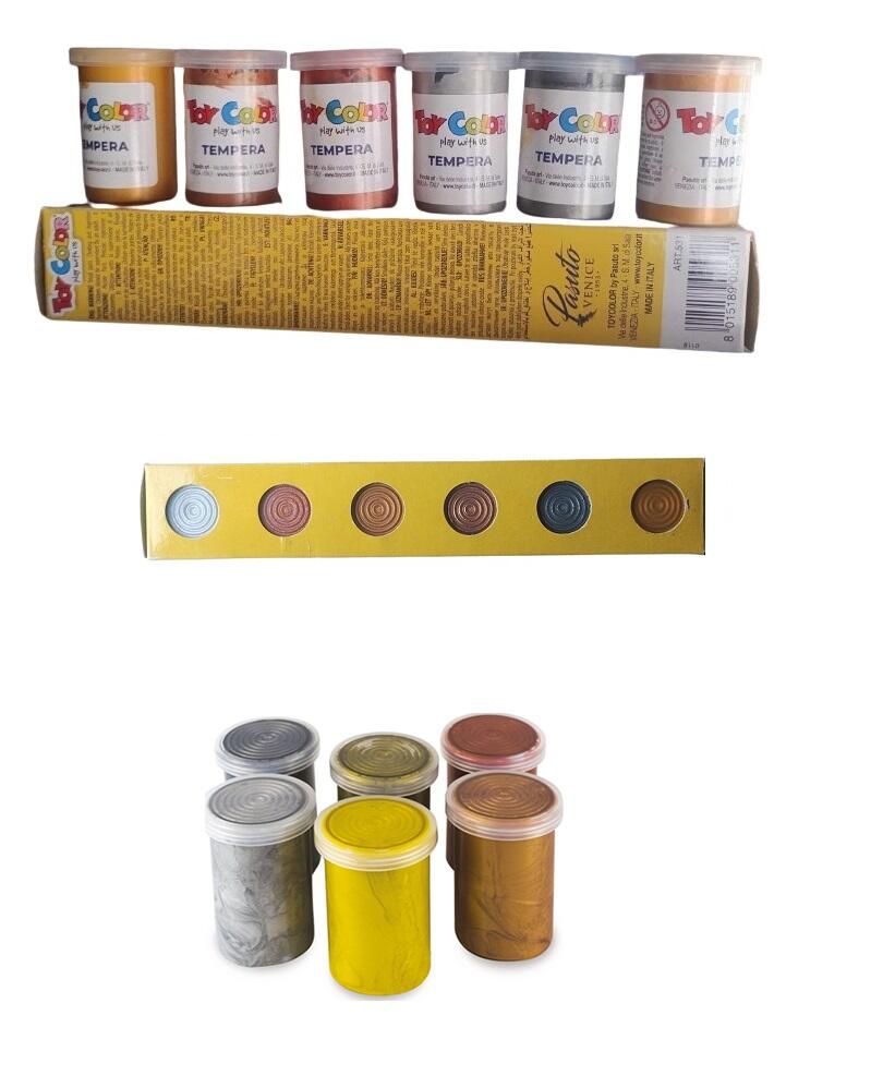 Set 6 Colori Tempera Metallizzati Toy Color 25 ml 