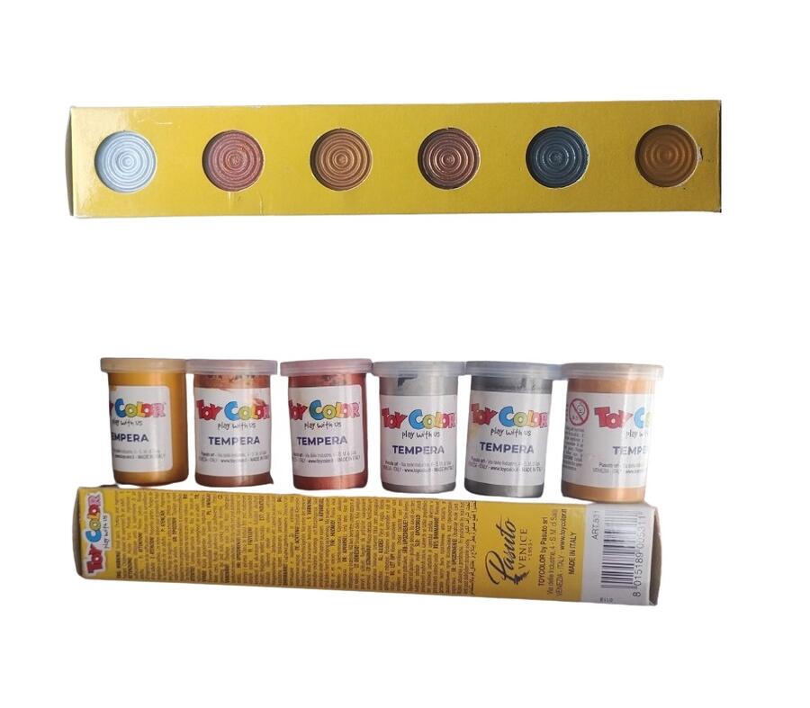 Set 6 Colori Tempera Metallizzati Toy Color 25 ml 