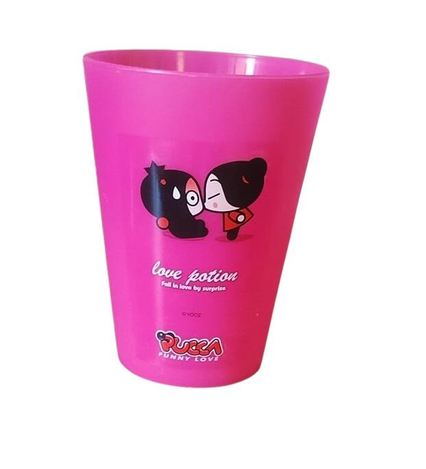 Lotto 16 Bicchieri in Plastica Dura Pucca – Design "Love Potion" Fucsia - Riutilizzabili e Resistenti