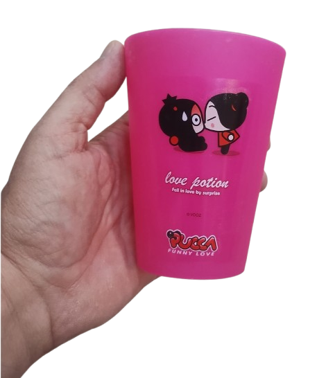 Lotto 16 Bicchieri in Plastica Dura Pucca – Design "Love Potion" Fucsia - Riutilizzabili e Resistenti