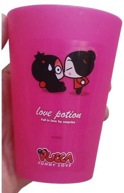 Lotto 16 Bicchieri in Plastica Dura Pucca – Design "Love Potion" Fucsia - Riutilizzabili e Resistenti