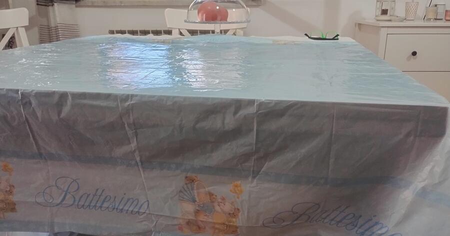 6 Tovaglie in PVC 140x270 cm – Tema Battesimo Baby Bears Celeste