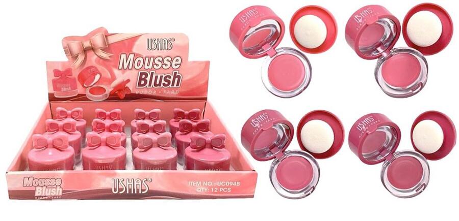 USHAS MOUSSE BLUSH CON SPUGNA
 [Confezione da 12 pezzi]
