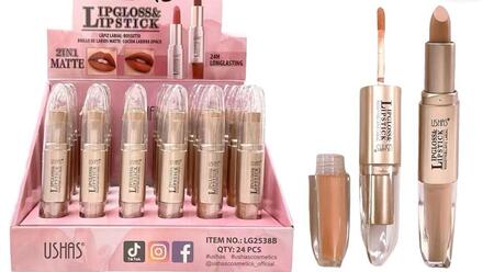 USHAS LIPGLOSS & LIPSTICK 2 IN 1 MATTE 24 H LONGLASTING
 [Confezione da 24 pezzi]