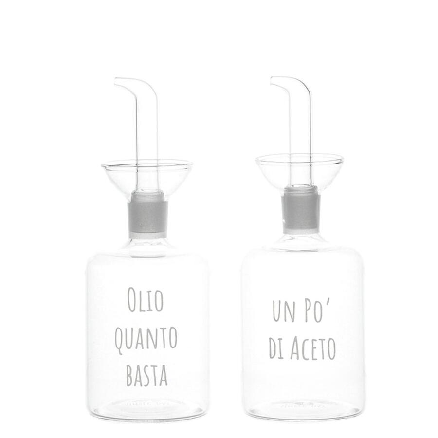 Simply Day - Set 2 Bottiglie Olio Quanto Basta - Un Po' di Aceto in stampato 