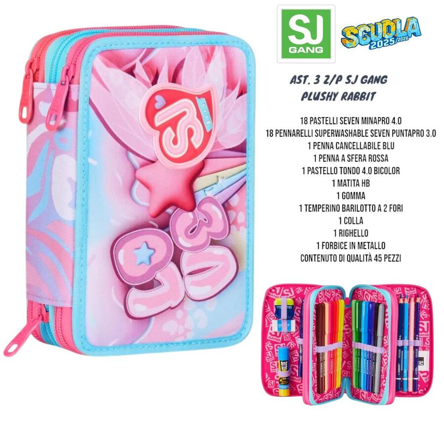 SJ GANG ASTUCCIO A TRE ZIP CON 45 PEZZI