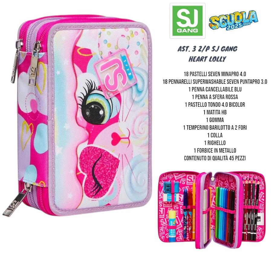 SJ GANG ASTUCCIO A TRE ZIP CON 45 PEZZI