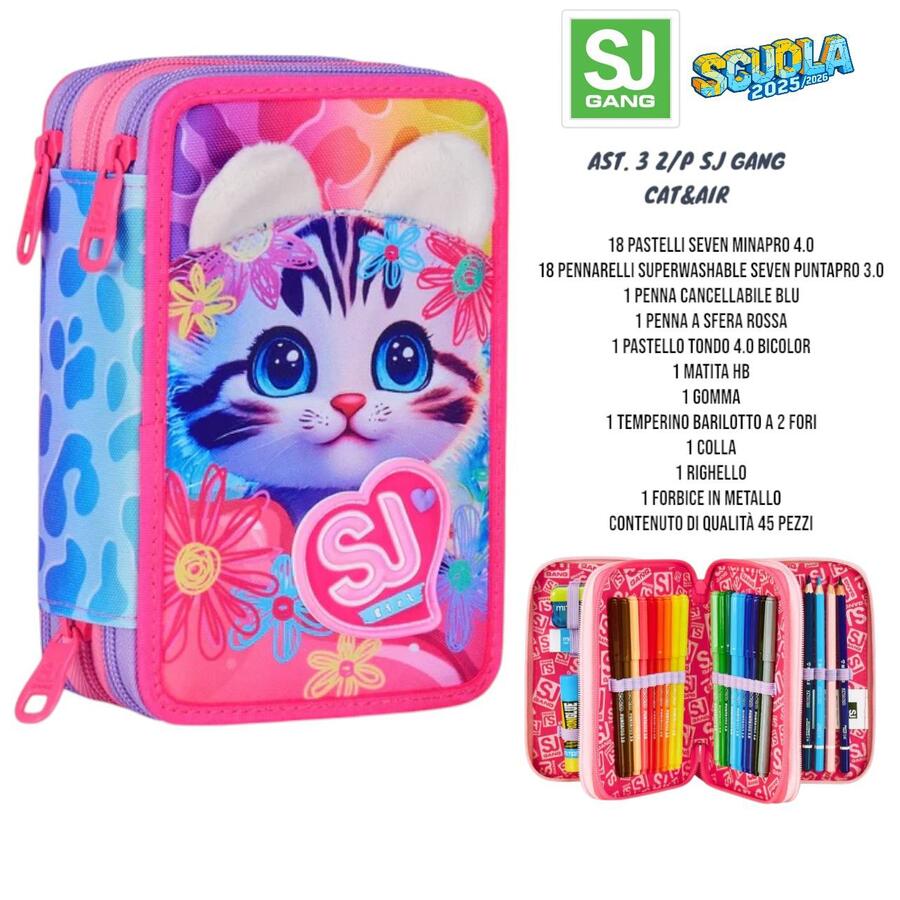 SJ GANG ASTUCCIO A TRE ZIP CON 45 PEZZI