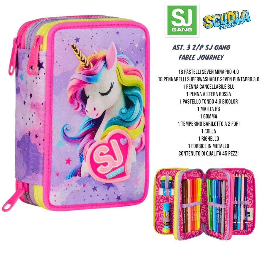 SJ GANG ASTUCCIO A TRE ZIP CON 45 PEZZI