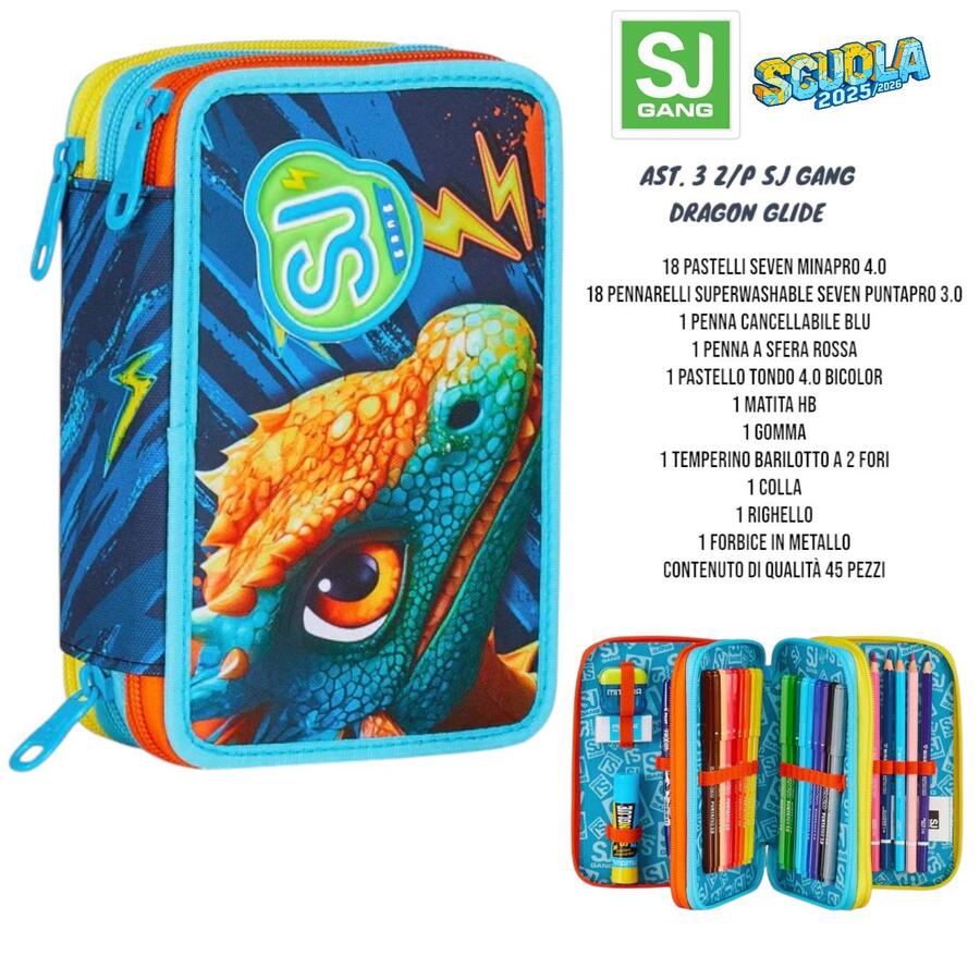 SJ GANG ASTUCCIO A TRE ZIP CON 45 PEZZI