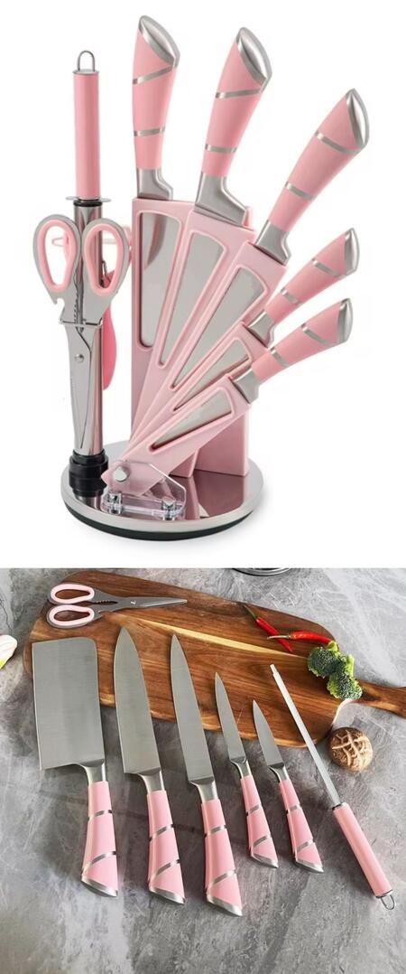 SET DI COLTELLI DA 8 PEZZI CON BASE ROTANTE 360°