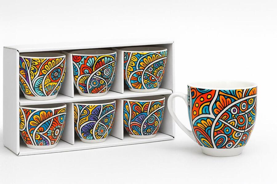 TAZZINE DECORATE MODELLO VIETRI 6 PEZZI