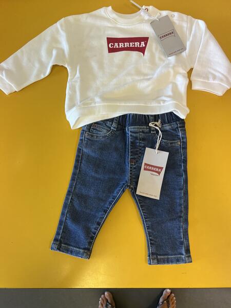 FELPINA E JEANS COMPLETINO CON LOGO CARRERA 3 mesi 74 cm