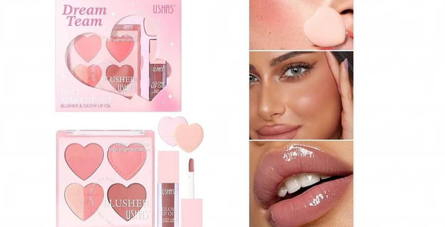 USHAS DREAM TEAM BLUSHER & GLOW LIP OIL 
 [Confezione da 12 pezzi]