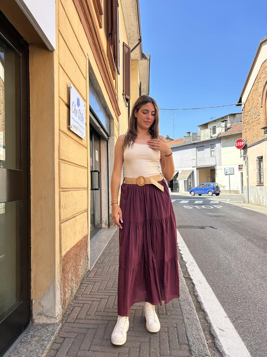 NOVITÀ Gonna lunga con cintura in 100% cotone