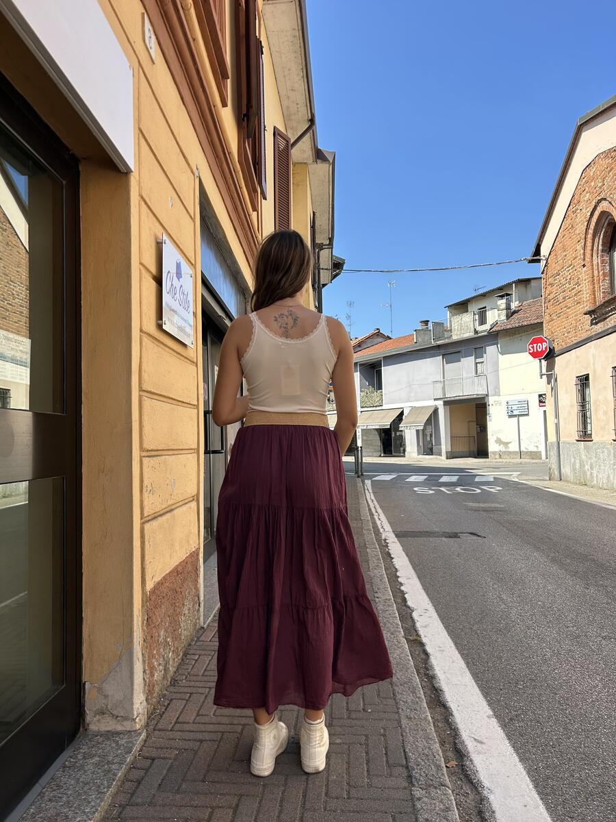 NOVITÀ Gonna lunga con cintura in 100% cotone