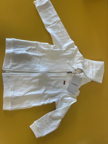 FELPA BIANCA ZIP CON CAPPUCCIO CON LOGO 3 ANNI