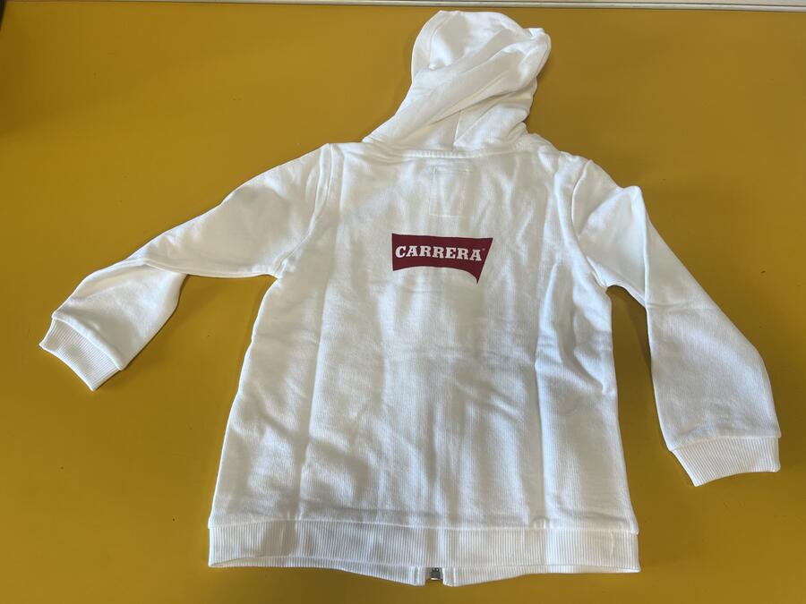 FELPA BIANCA ZIP CON CAPPUCCIO CON LOGO 3 ANNI