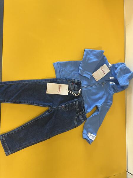 Felpa jeans completo carrera misura 12 mesi altezza 80cm cotone 100%