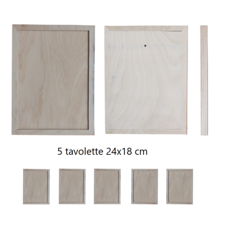 Set 5 Tavolette in Legno di Betulla - Pannelli per Pittura, Hobby, Artigianato (24x18 cm)