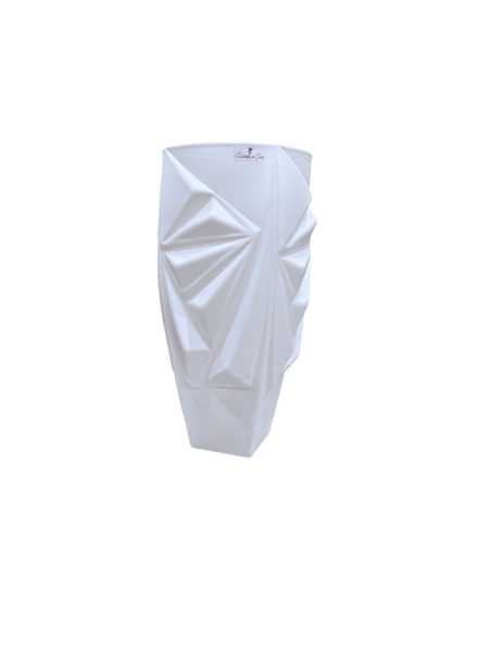 Onlylux - Vaso Bianco “Iceberg” Cristallo di Corte – Design Elegante in Cristallo da 30 cm