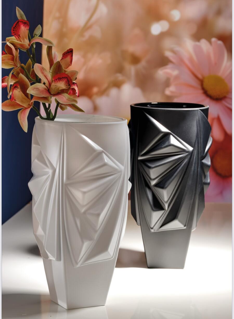 Onlylux - Vaso Bianco “Iceberg” Cristallo di Corte – Design Elegante in Cristallo da 30 cm