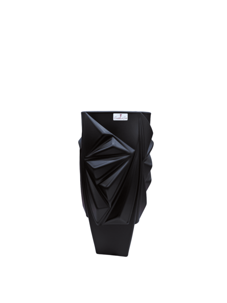 Onlylux - Vaso Nero “Iceberg” Cristallo di Corte – Design Elegante in Cristallo da 30 cm