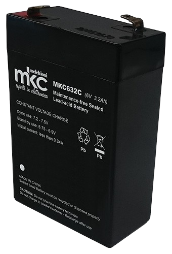 Batteria al piombo ricaricabile 6 volt. - 3,2 ah