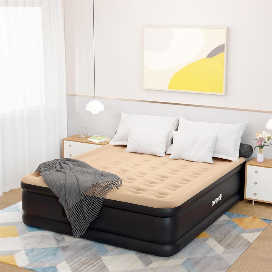 Materasso Inddor Gonfiabile High Raised Queen Size 203x157x47cm con pompa elettrica integrata e borsone