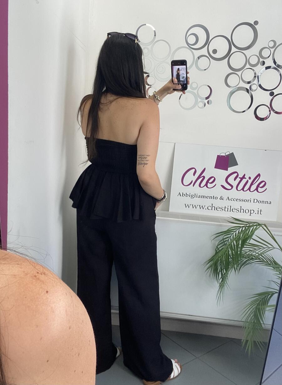 NOVITÀ Completo in viscosa top con balza e pantalone palazzo 