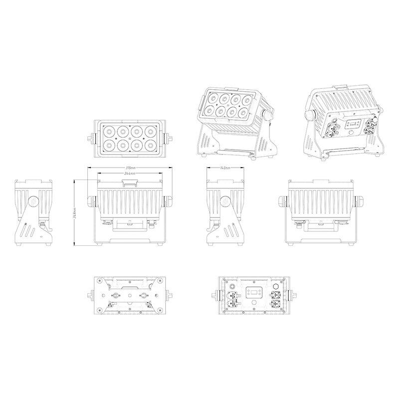 Faretto IP65 a batteria 8x10 set 4 + flight case