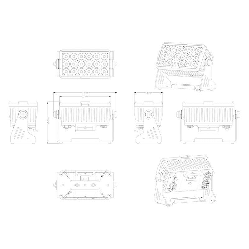 Battery powered IP65 Spotlight 18x10 set 4 +flight