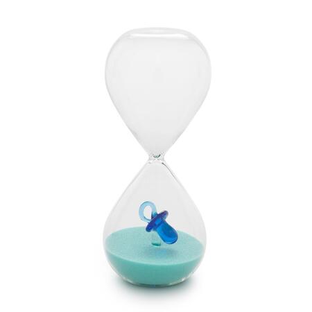 Henriette - Clessidra Bimbo con Sabbia Azzurra e Ciuccio in Vetro | ø6,5x16 cm 15 Minuti TREASURE