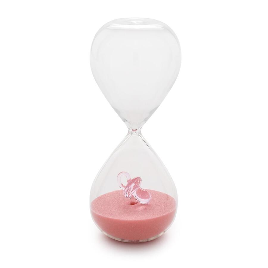 Henriette - Clessidra Bimba con Sabbia Rosa e Ciuccio in Vetro | ø6,5x16 cm 15 Minuti Collezione TREASURE