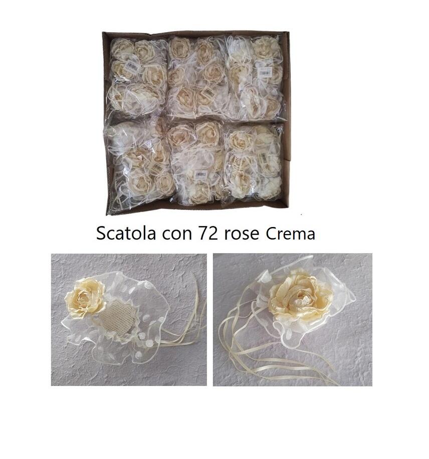 Sacchettini, fiori crema bomboniere 72 pezzi