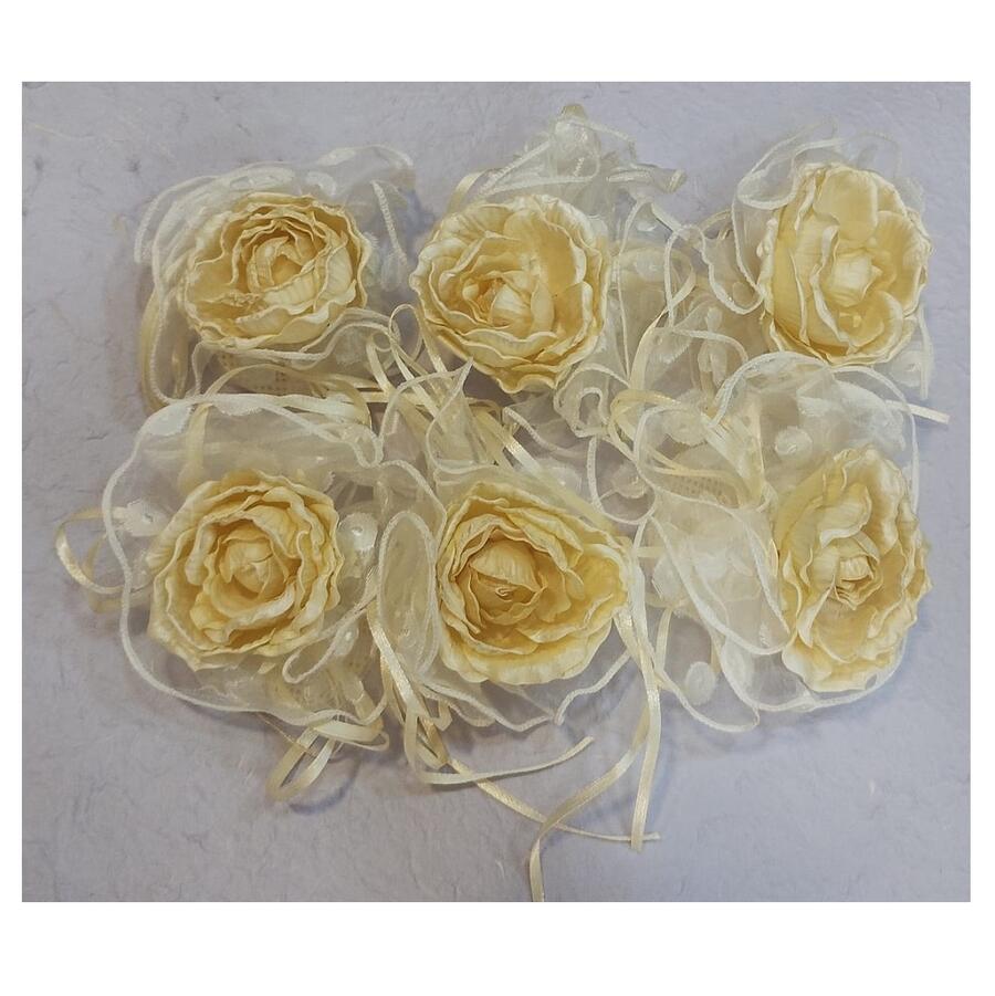Sacchettini, fiori crema bomboniere 72 pezzi