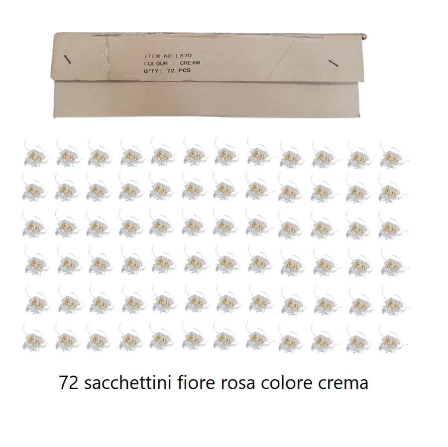 Sacchettini, fiori crema bomboniere 72 pezzi
