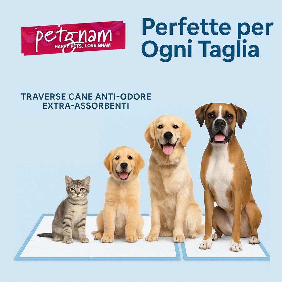 300 tappetini assorbenti 60x90 per cani gatti cuccioli traverse igieniche offerta Petgnam