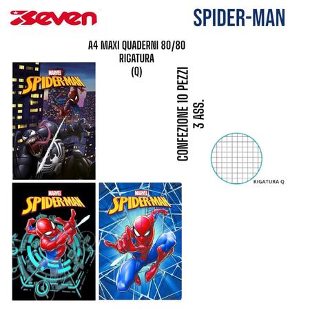 SEVEN MAXI QUADERNI 80/80 SPIDER-MAN RIGATURA Q
 [Confezione da 10 pezzi]