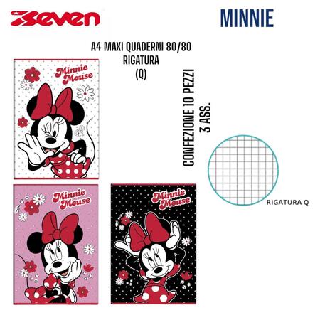 SEVEN MAXI QUADERNI 80/80 MINNIE RIGATURA Q
 [Confezione da 10 pezzi]