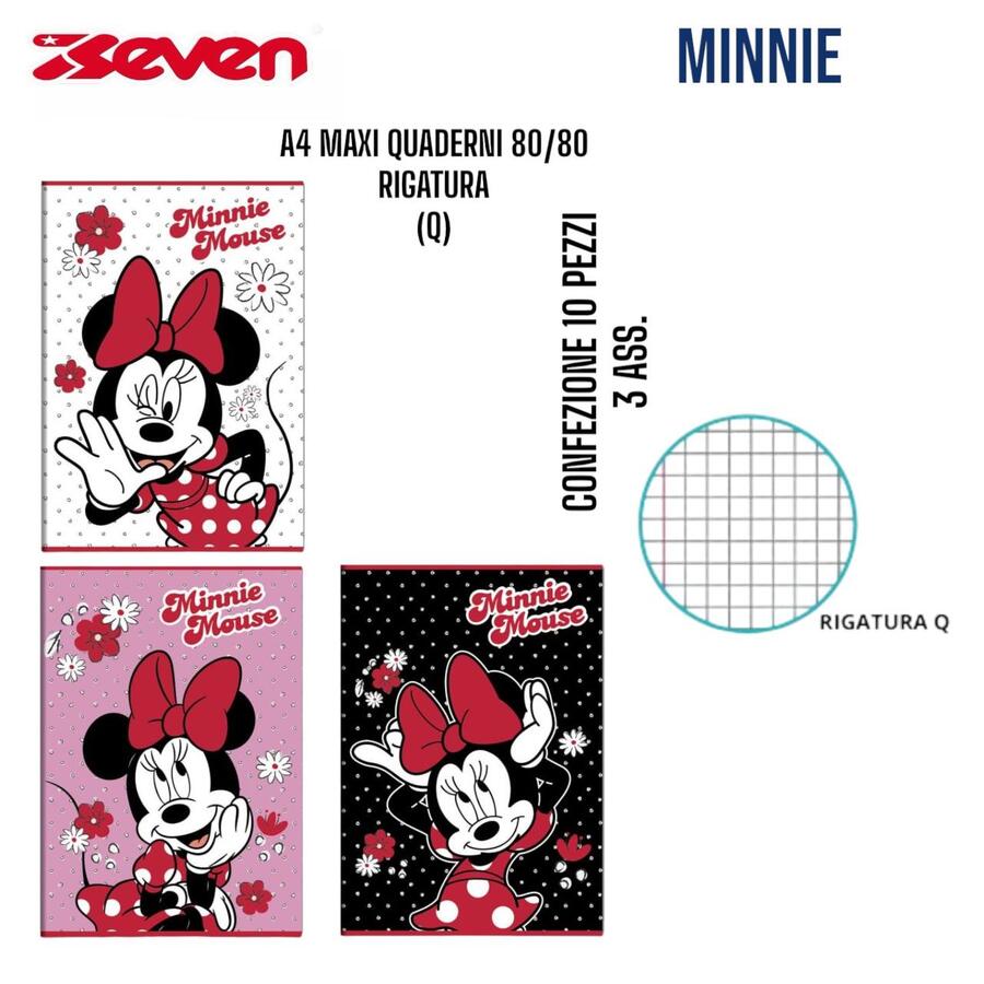 SEVEN MAXI QUADERNI 80/80 MINNIE RIGATURA Q
 [Confezione da 10 pezzi]