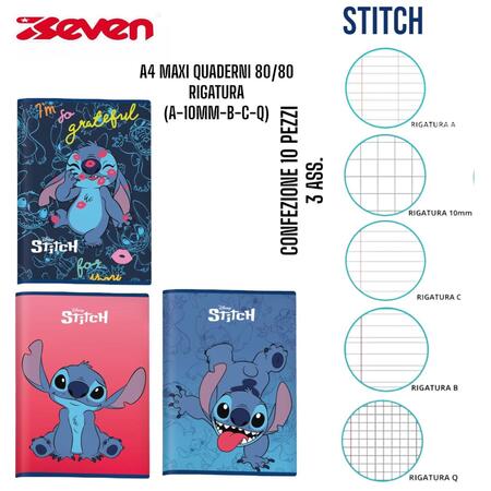 SEVEN MAXI QUADERNI 80/80 STITCH
 [Confezione da 10 pezzi]