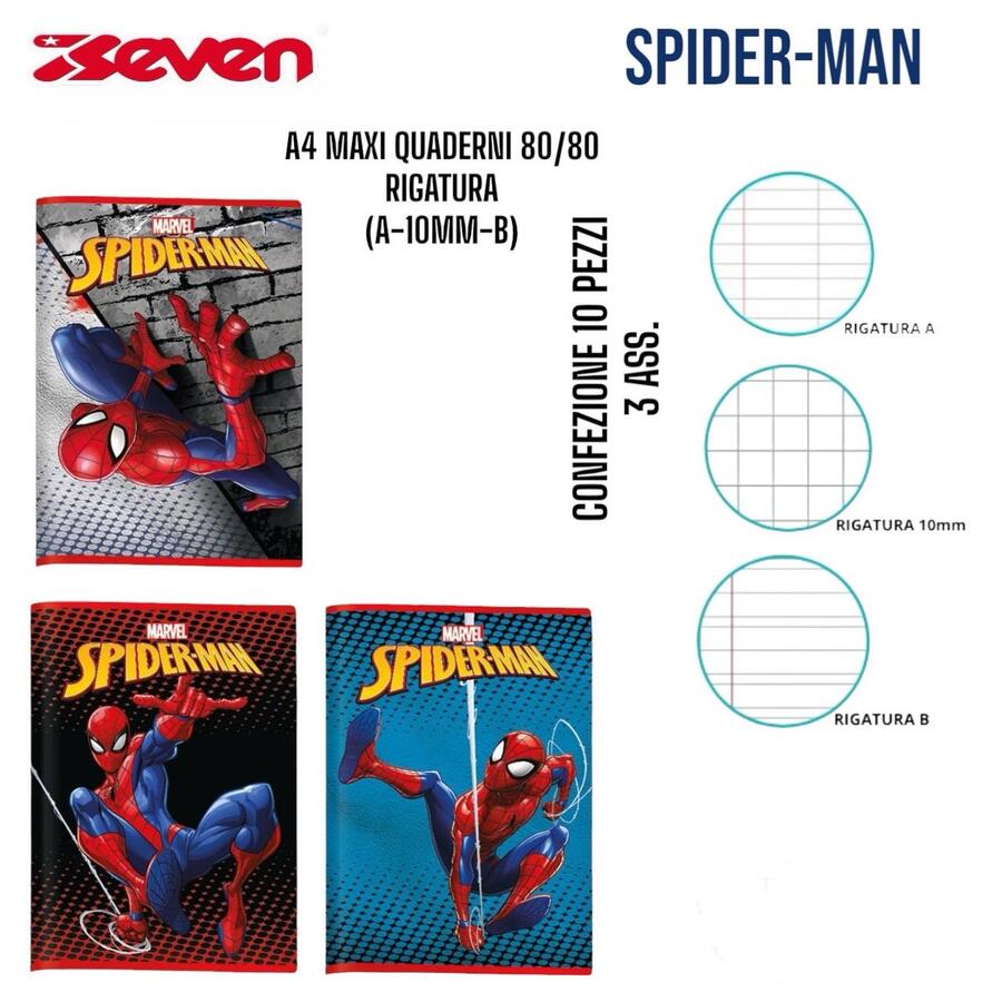 SEVEN MAXI QUADERNI 80/80 SPIDER-MAN 
 [Confezione da 10 pezzi]