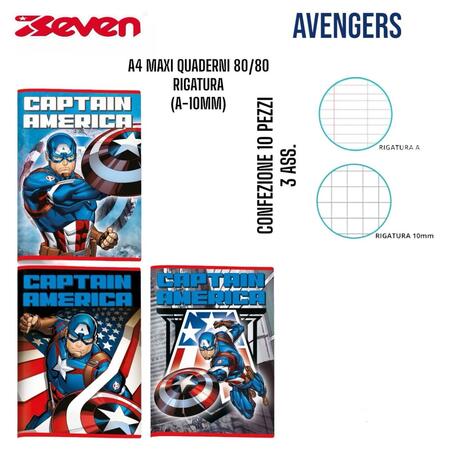 SEVEN MAXI QUADERNI 80/80 AVENGERS
 [Confezione da 10 pezzi]