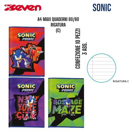 SEVEN MAXI QUADERNI 80/80 SONIC RIGATURA C
 [Confezione da 10 pezzi]