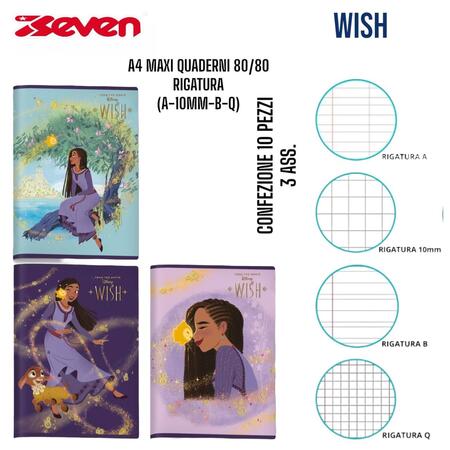 SEVEN MAXI QUADERNI 80/80 WISH
 [Confezione da 10 pezzi]