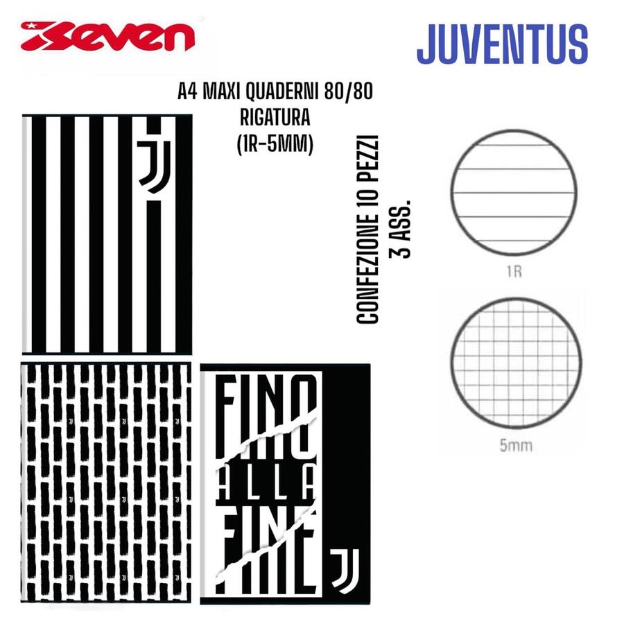 SEVEN MAXI QUADERNI 80/80 JUVENTUS
 [Confezione da 10 pezzi]