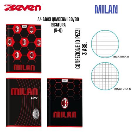 SEVEN MAXI QUADERNI 80/80 MILAN
 [Confezione da 10 pezzi]