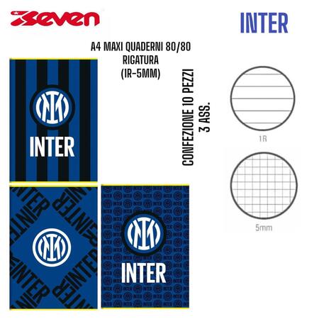 SEVEN MAXI QUADERNI 80/80 INTER
 [Confezione da 10 pezzi]