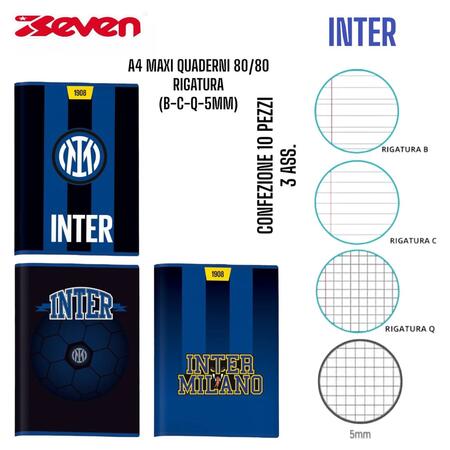 SEVEN MAXI QUADERNI 80/80 INTER
 [Confezione da 10 pezzi]